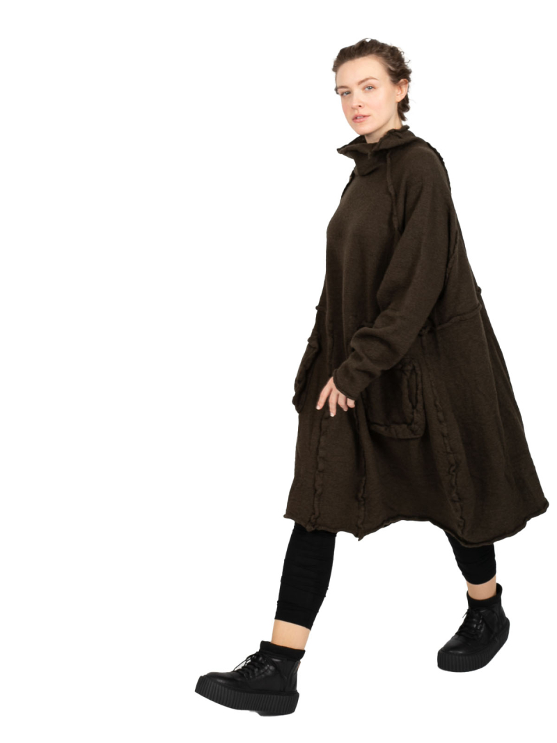 Rundholz Black Label - Knitted dress with suitcase pockets boiled wool oversize jungle - 2243897309