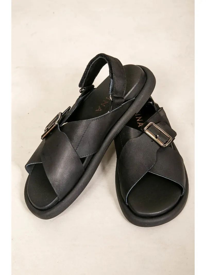 Lofina shoebox - Leder-sandalen mit kreuzriemen - 9324