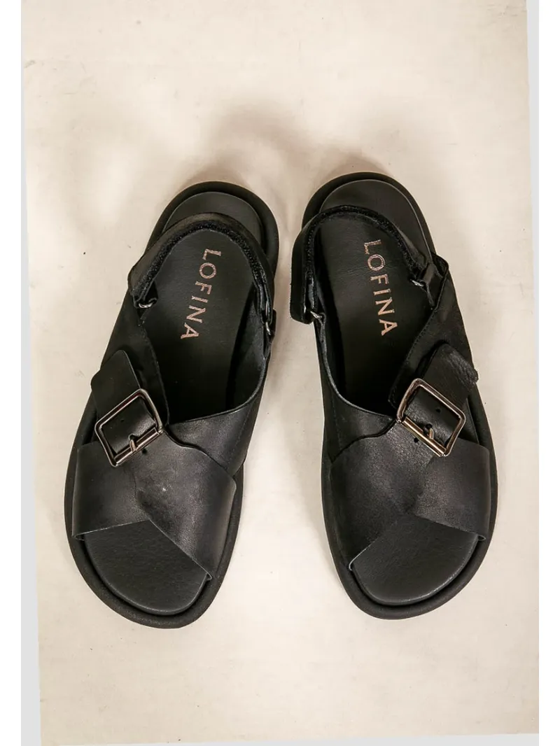 Lofina shoebox - Leder-sandalen mit kreuzriemen - 9324