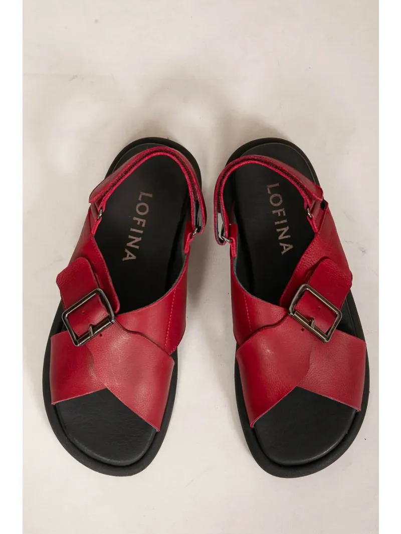 Lofina shoebox - Leder-sandalen mit kreuzriemen - 9324