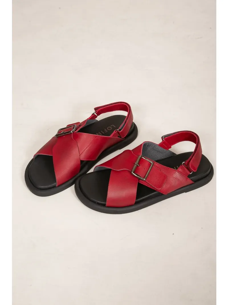 Lofina shoebox - Leder-sandalen mit kreuzriemen - 9324