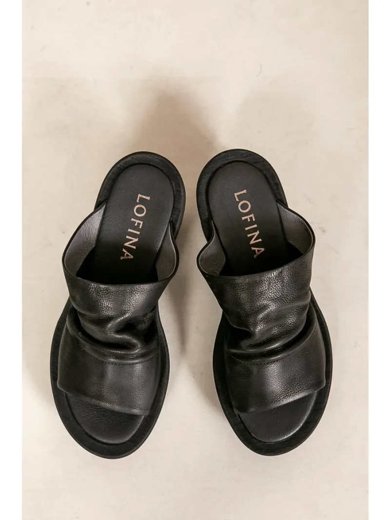 Lofina shoebox - Schwarze chunky plateau-sandalen - 9661