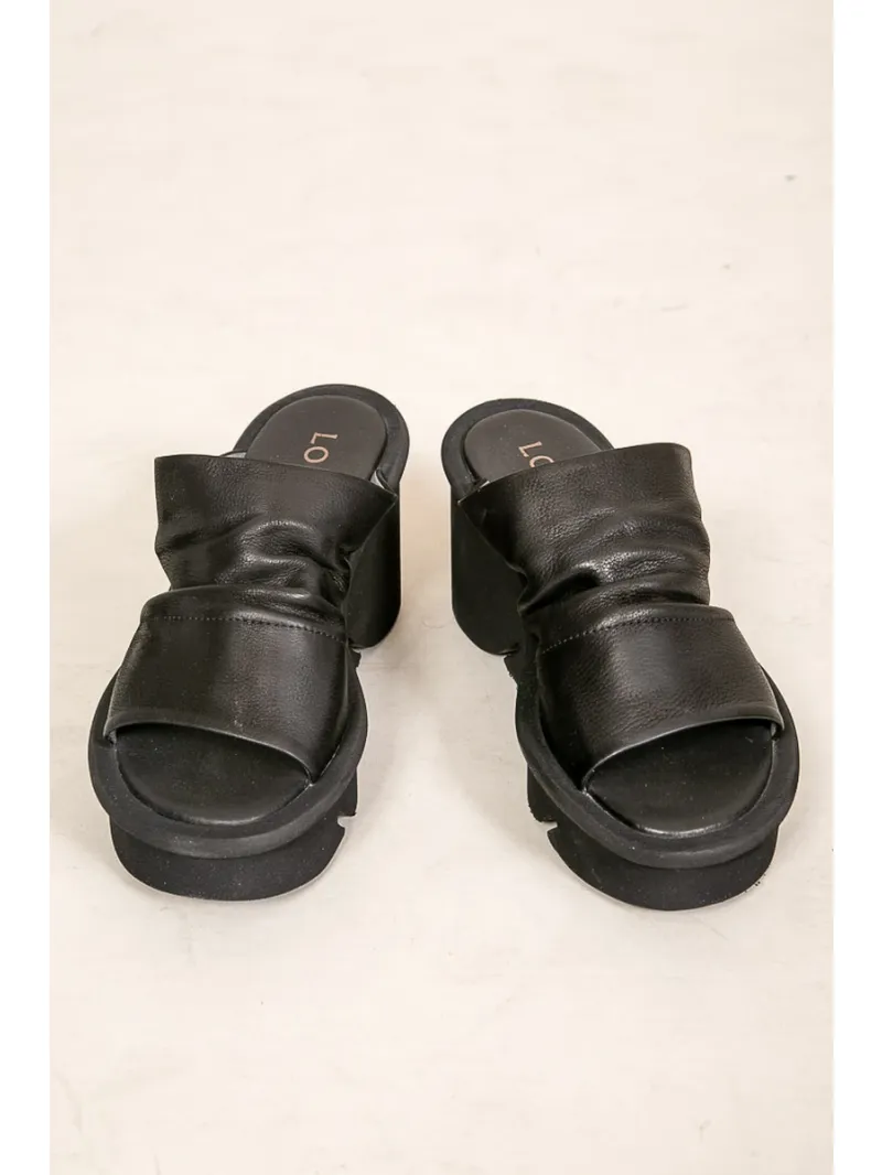 Lofina shoebox - Schwarze chunky plateau-sandalen - 9661