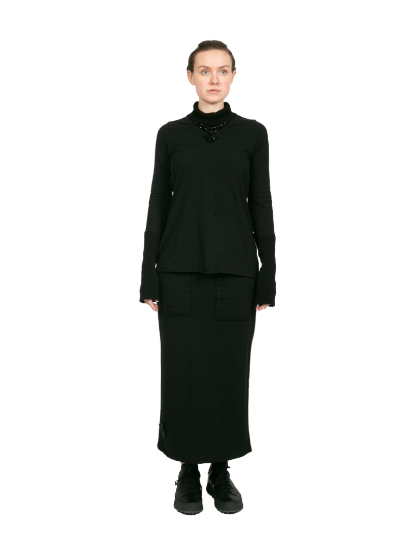 Rundholz DIP - Лонгслив с воротником-водолазкой и манжетами из трикотажа черного цвета - 2242560509