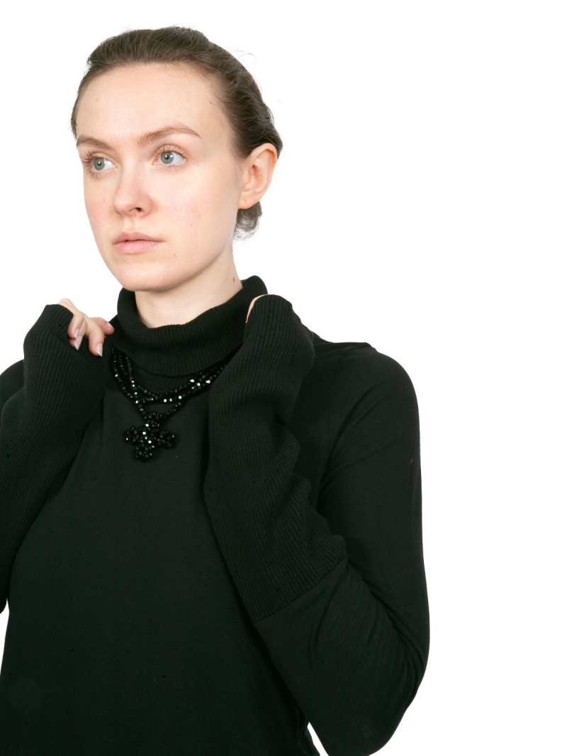 Rundholz DIP - Лонгслив с воротником-водолазкой и манжетами из трикотажа черного цвета - 2242560509