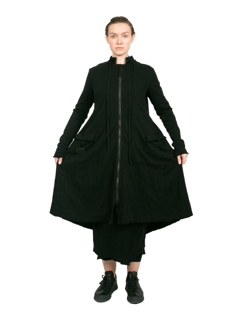 Rundholz Black Label - Приталенное пальто с воротником-стойкой черное - 2243291228