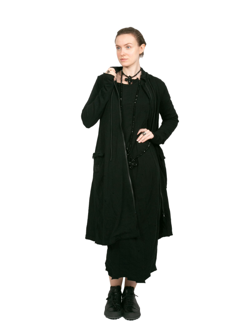 Rundholz Black Label - Приталенное пальто с воротником-стойкой черное - 2243291228