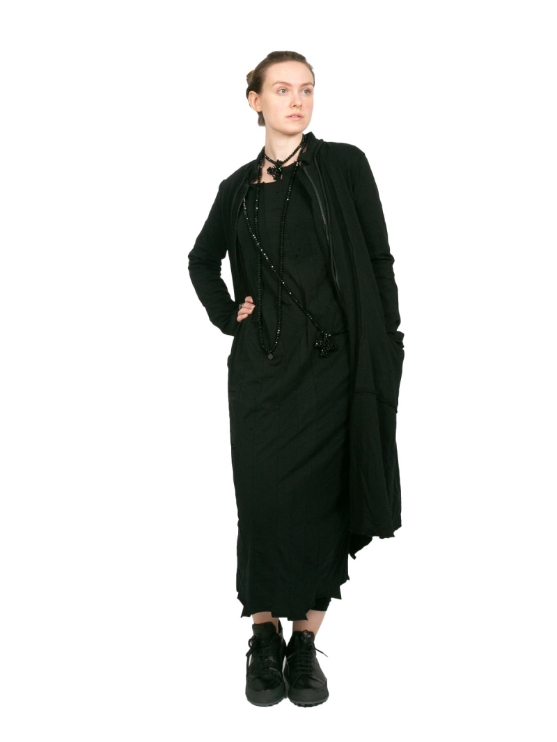 Rundholz Black Label - Приталенное пальто с воротником-стойкой черное - 2243291228