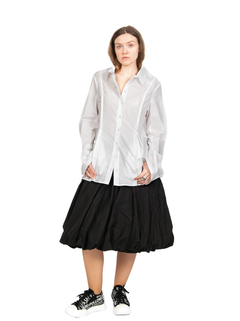 Rundholz - Taillierte Bluse mit kleinen Kellerfalten White - 2241230408