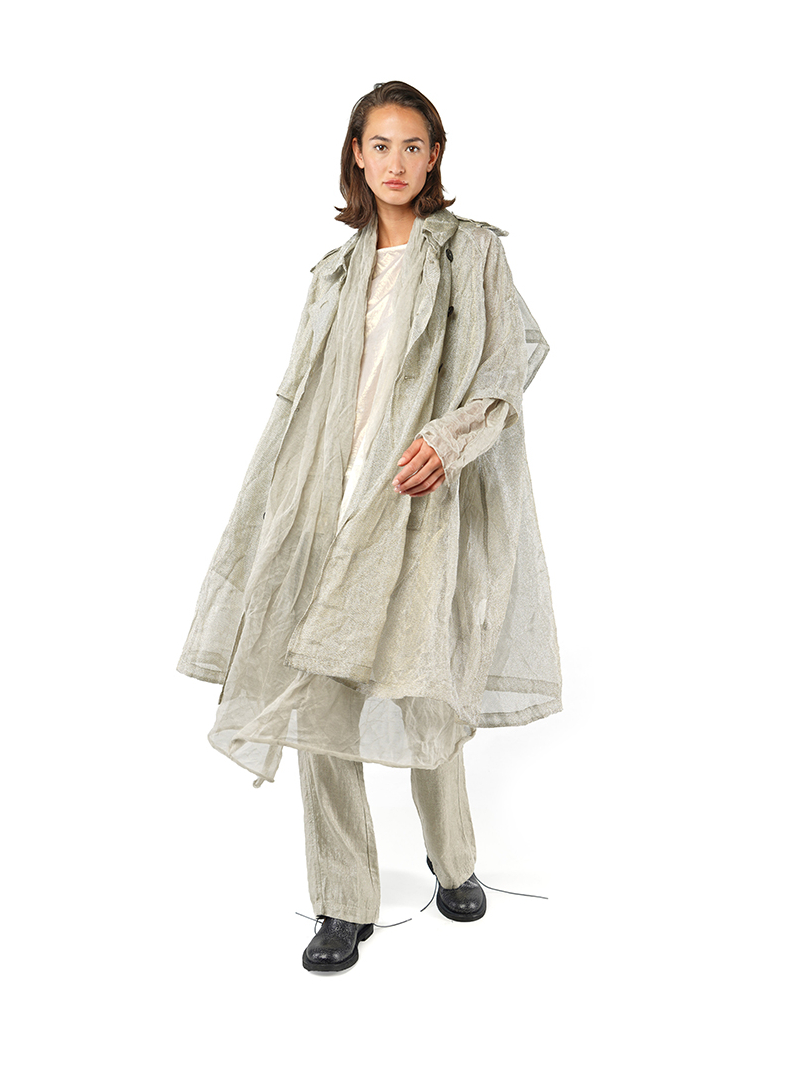 Rundholz - Halbtransparenter kastenförmiger baumwoll modal strickmantel - 1251457203