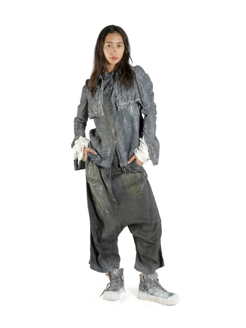 Rundholz DIP - Viskose Leinen Hose mit Sehr tiefer Schritthöhe - 1262010125