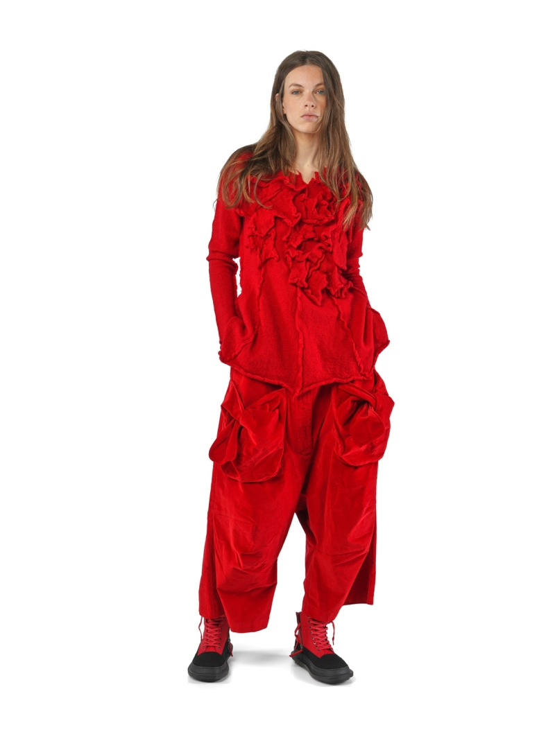 Rundholz Black Label - Baggy Samt Hose mit Schleifentaschen - 2253230105