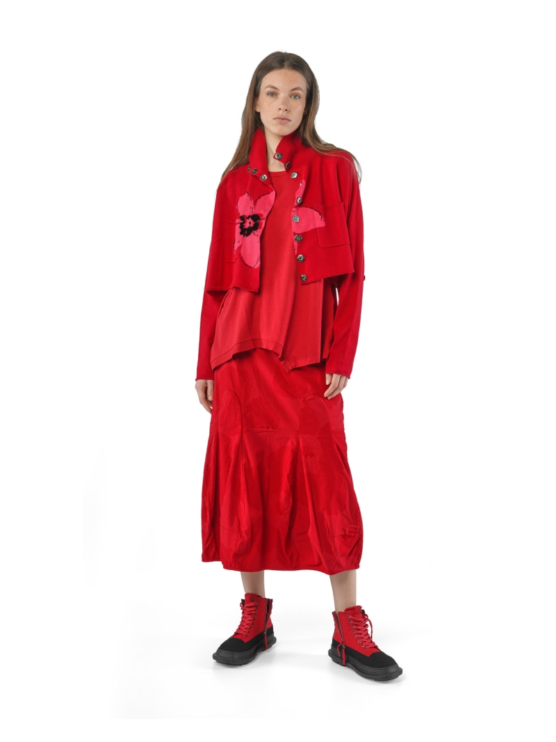 Rundholz Black Label - Kurze Strickjacke mit Jaquard Blume - 2253597103