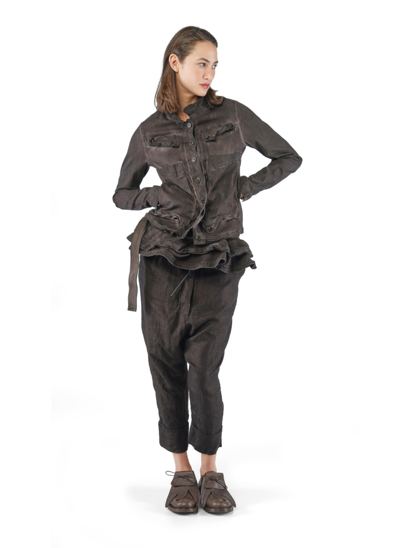 Rundholz - Baggy Leinen Viskose Hose mit Aufschlag - 2251080104