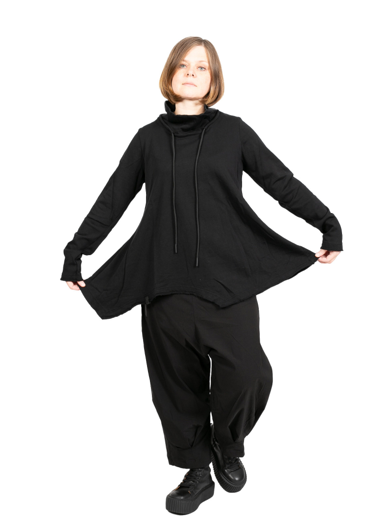 Rundholz Black Label - Свитер расклешенного фасона с воротником-стойкой черный - 2243290523