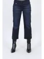 Pluslavie (Plü) - Cropped Stretch Jeans Dark Blue - 10030