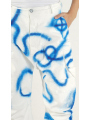 Rundholz - Lockere Denim Hose mit Graffiti Handpaint - 1261040121