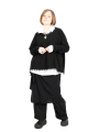 Rundholz - Pullover in kastiger Form mit Fransen Wolle Merino Yak black - 2241530702