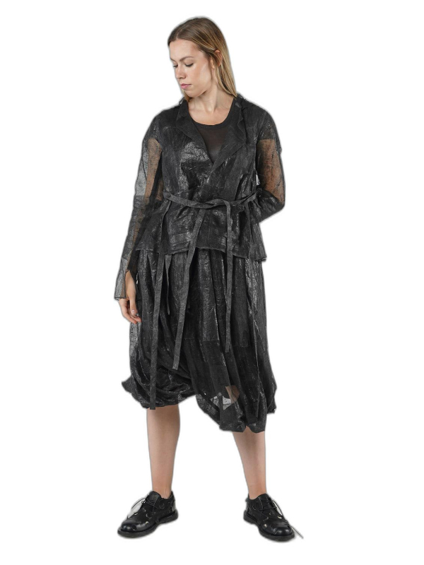 Rundholz - Hüftlange mesh jacke mit bänder - 1251051118