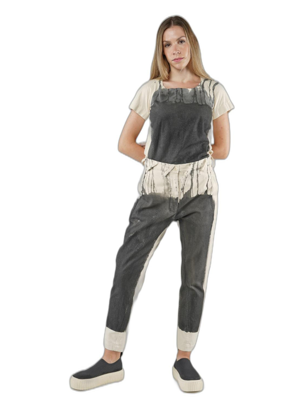 Rundholz - Handbemalte gerade schmale raw denim hose - 1251100103