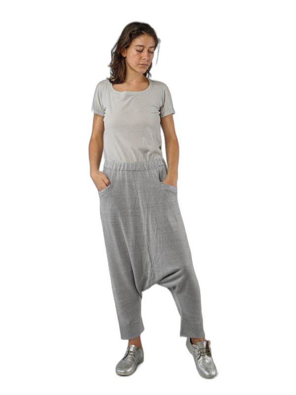 Rundholz - Lange leinen delavé strickhose - 1251427604