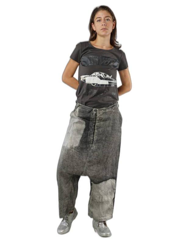 Rundholz - Handbemalte weite leinen hose - 1251670103