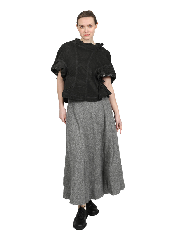 Rundholz DIP - flared velvet T-shirt - Coal Cloud - 2242160601