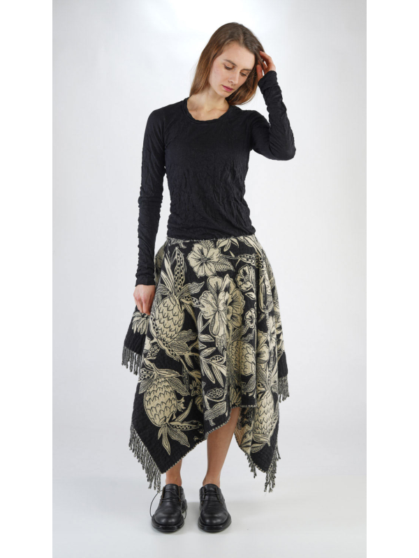 Rundholz - Rock in Wickeloptik Jacquard Blumenmuster Black Jacquard - 2241040302
