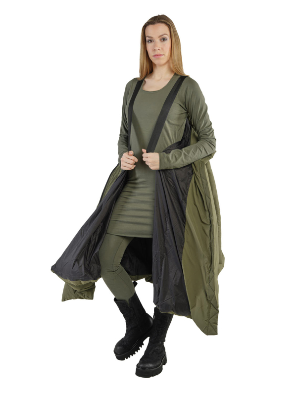 Rundholz Black Label - Fitted down coat with high collar and decorative accents Black