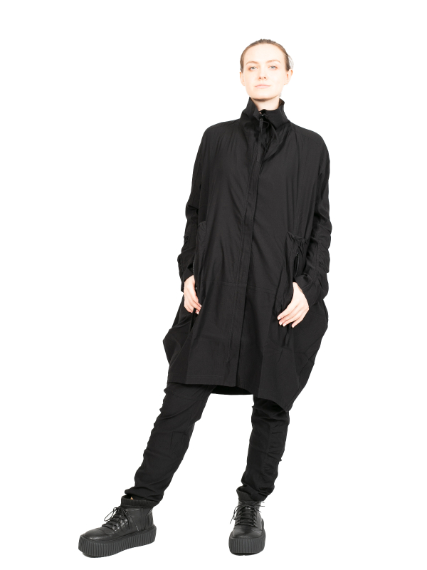 Rundholz Black Label - Пальто с карманами-портфелями и воротником-стойкой Super Stretch Oversize Black - 2243221207