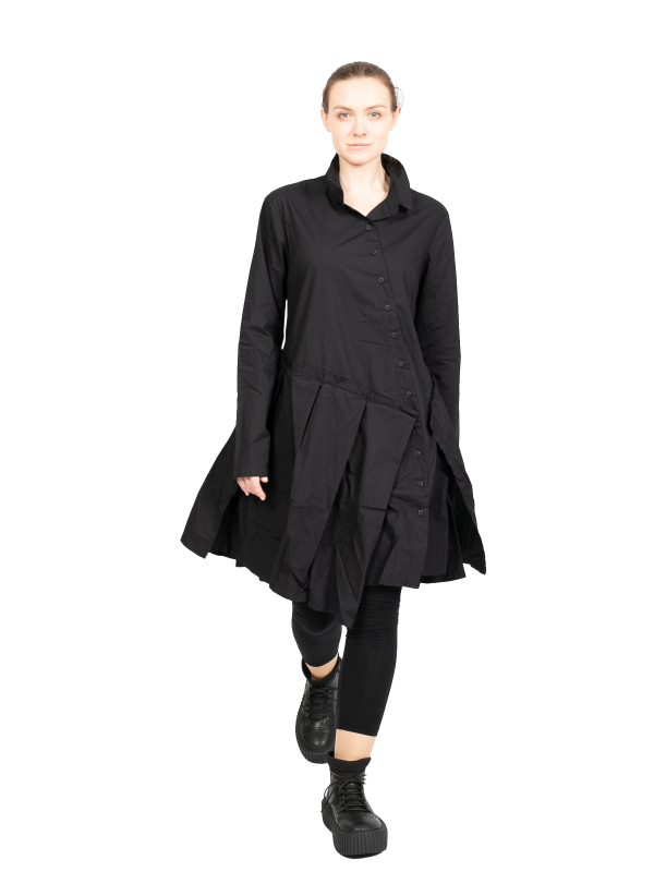 Rundholz Black Label - Платье-рубашка со складками из поплина черного цвета - 2243320911