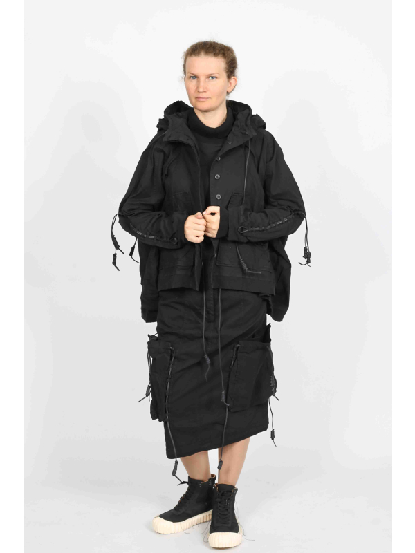 Rundholz DIP - Oversize Baumwolljacke mit Lederschnürung und Kapuze - 2252601104 - Stilecht - Bild 1