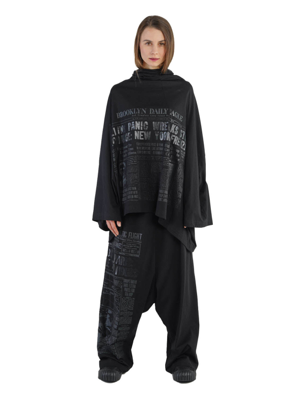 Rundholz DIP - Длинная рубашка с широкими рукавами и принтом тон-в-тон Oversize Black Print - 2242300506