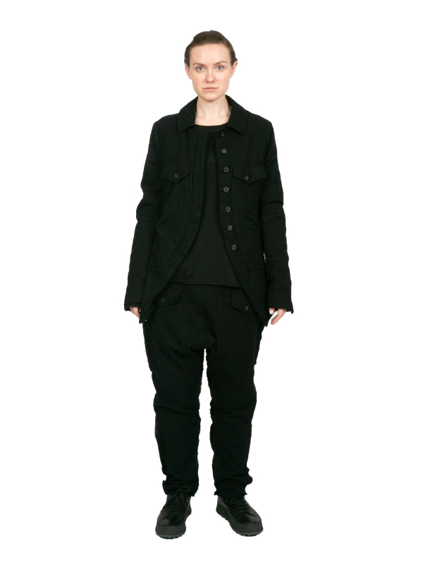 Rundholz - Узкие брюки с накладными карманами из войлочной шерстяной ткани черного цвета - 2241010111