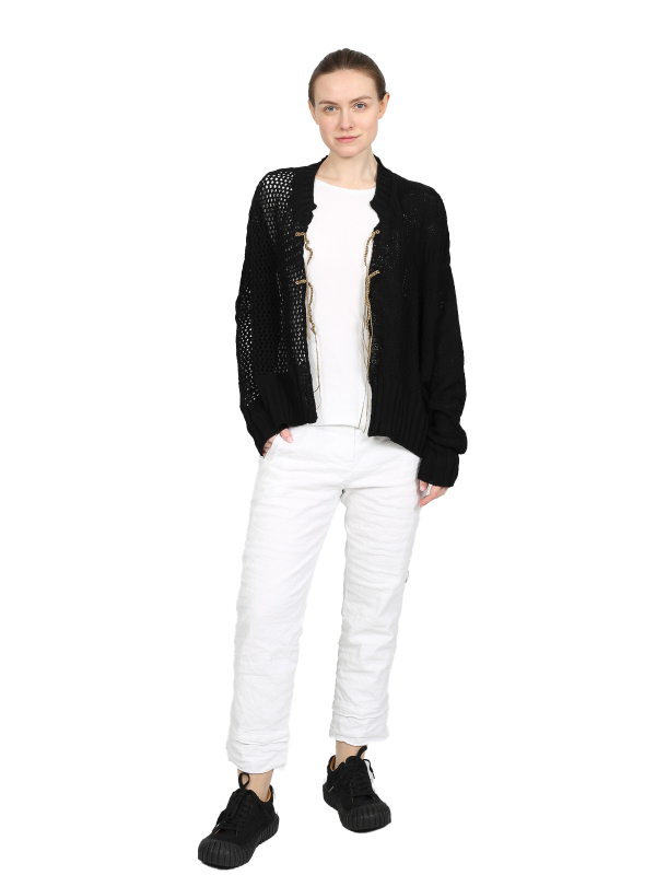 Series°umerica - Long Loose Cardigan - Black - ser-patch-5103