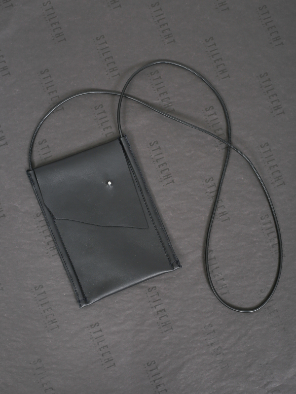 Darkgem - Leather bag with leather strap - Black - A-1245-5