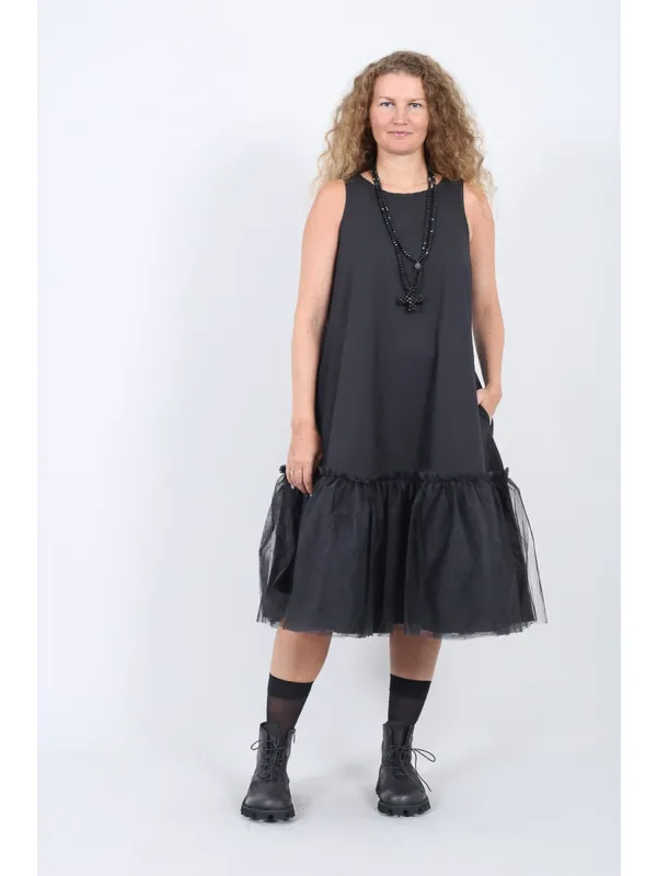 Pluslavie (Plü) - Midi Dress with Tulle Ruffle - 1166 - Stilecht - Image 1
