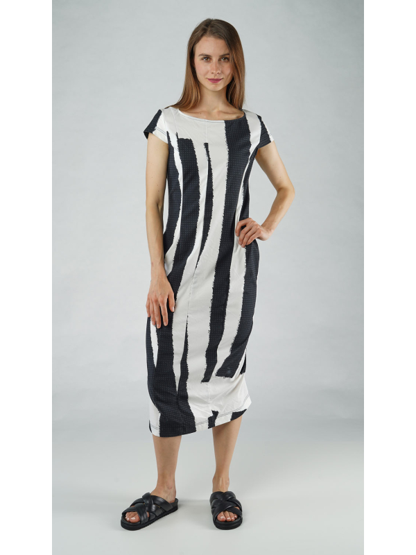 Rundholz Black Label - Schmales baumwolltwill stretch kleid mit streifendruck - 1253390905