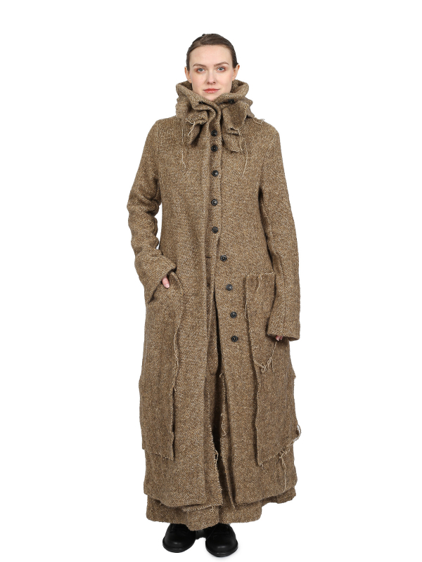 Rundholz - straight narrow chunky knit coat - Camel Melange - 2241251201