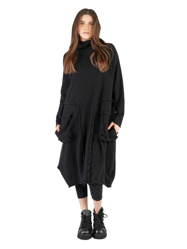 Rundholz Black Label - Robe en tricot avec poches à valise laine bouillie oversize black - 2243897309-