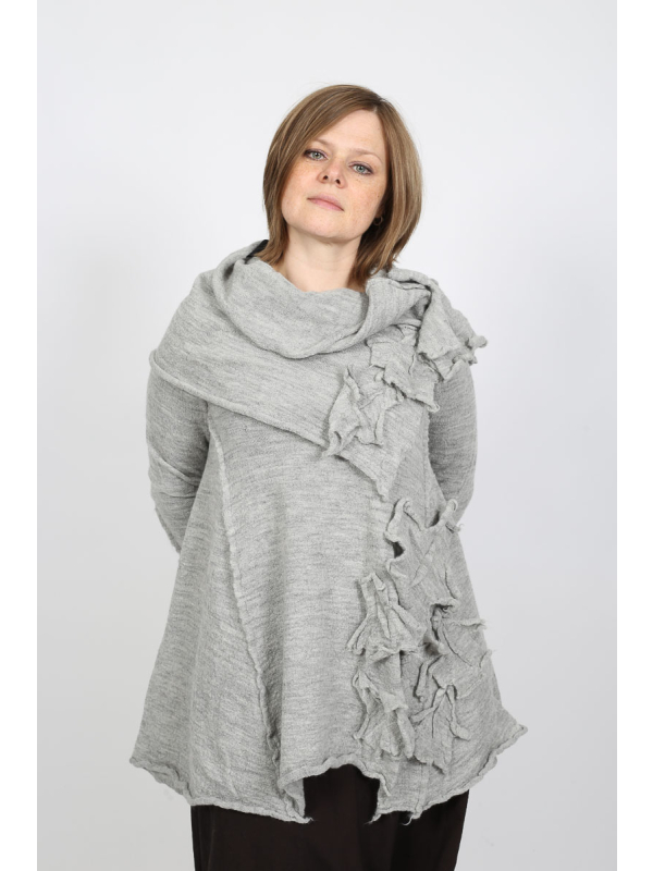 Rundholz Black Label - Écharpe en laine avec applications florales en relief - 2253893212 - Stilecht - Image 1