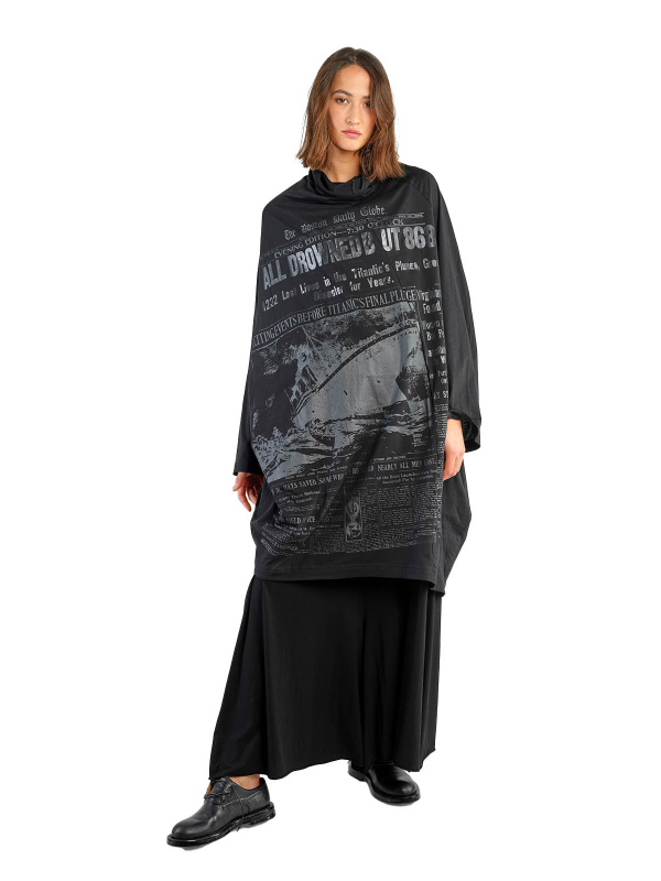 Rundholz DIP - Robe T-Shirt à manches larges et imprimé ton sur ton Oversize Black Print - 2242300905