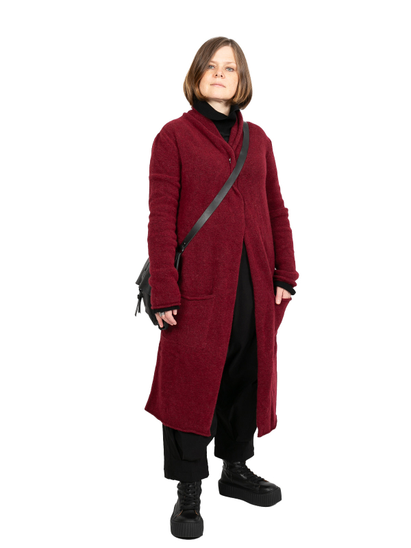 Pal Offner - Long Cardigan Bébé Alpaca Laine Merlot