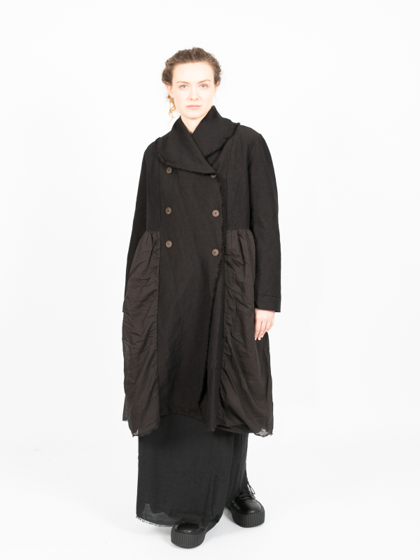 Aequamente - Manteau en lin et laine Black