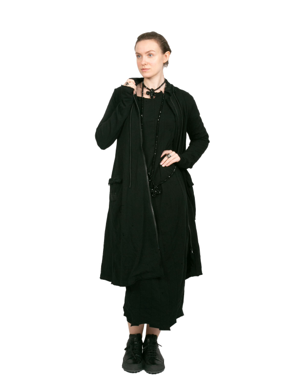 Rundholz Black Label - Приталенное пальто с воротником-стойкой черное - 2243291228