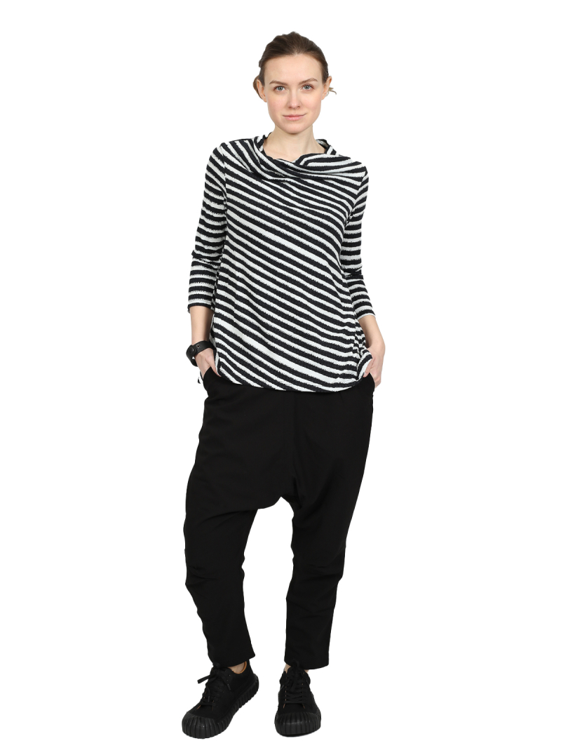 Rundholz Black Label - Flared papercotton jersey t-shirt with stripe print - 1253370505