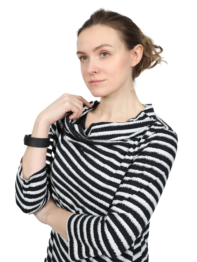 Rundholz Black Label - Flared papercotton jersey t-shirt with stripe print - 1253370505