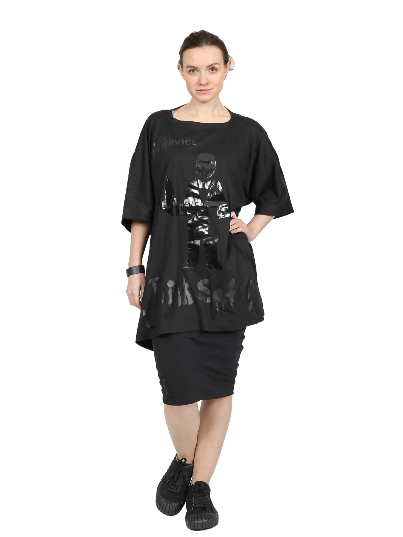 Rundholz DIP - Wide cotton jersey dress with placed print - 1252300903