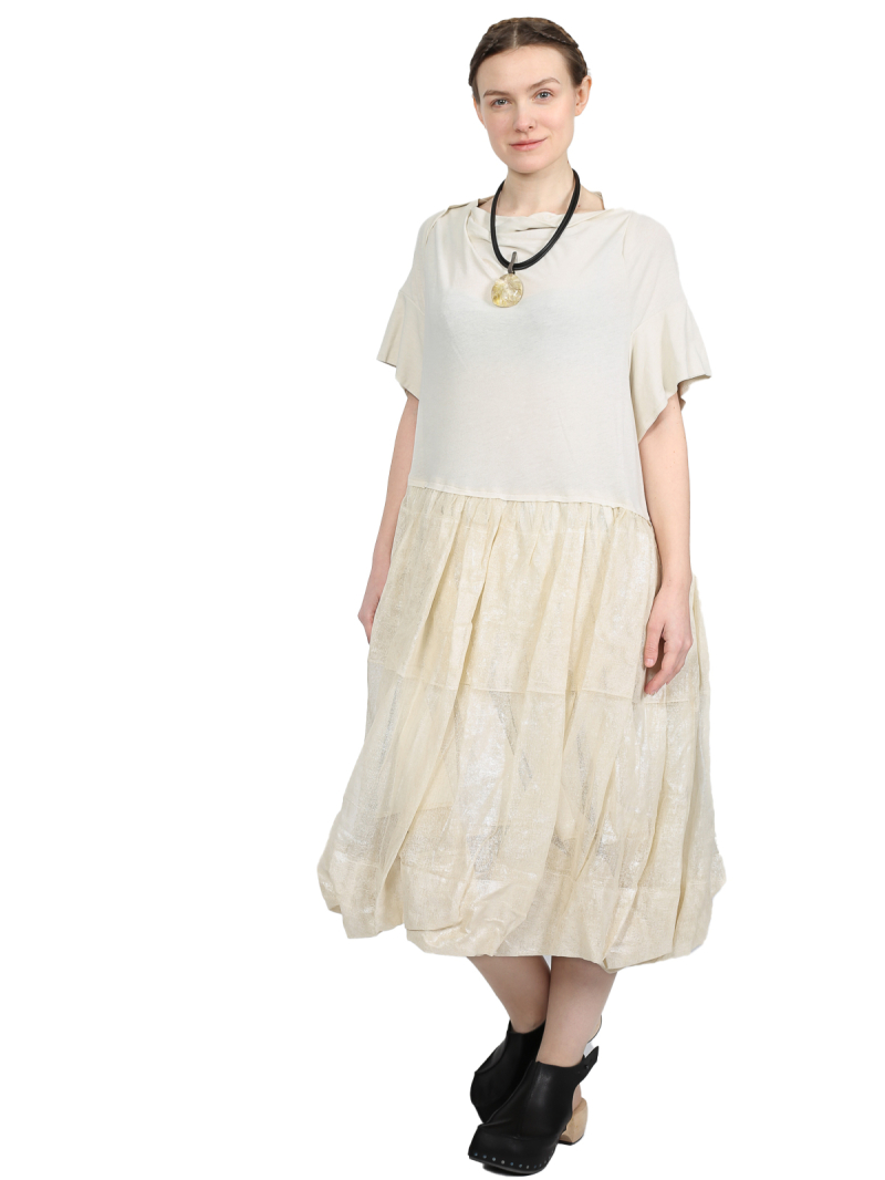 Rundholz - Weites baumwoll stretch mesh kleid - 1251050917