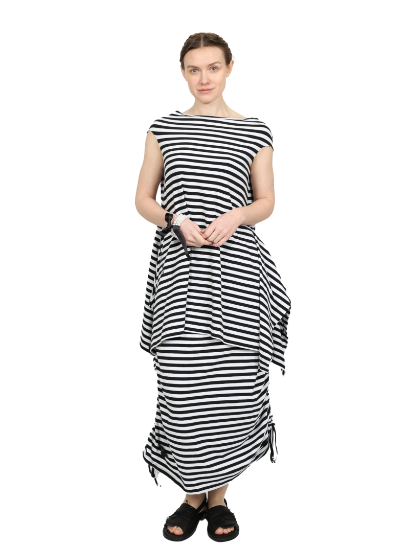 Pluslavie (Plü) - Юбка-ручка 3 - Черно-белая полоска - 3032